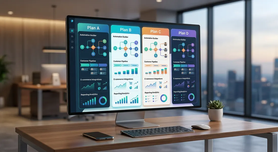Comparison of ActiveCampaign plans and pricing for 2026 with automation and CRM features