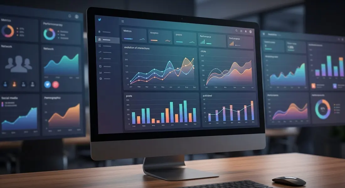 Social performance chart reviewed in Hootsuite showing growth in engagement, clicks, and publishing activity
