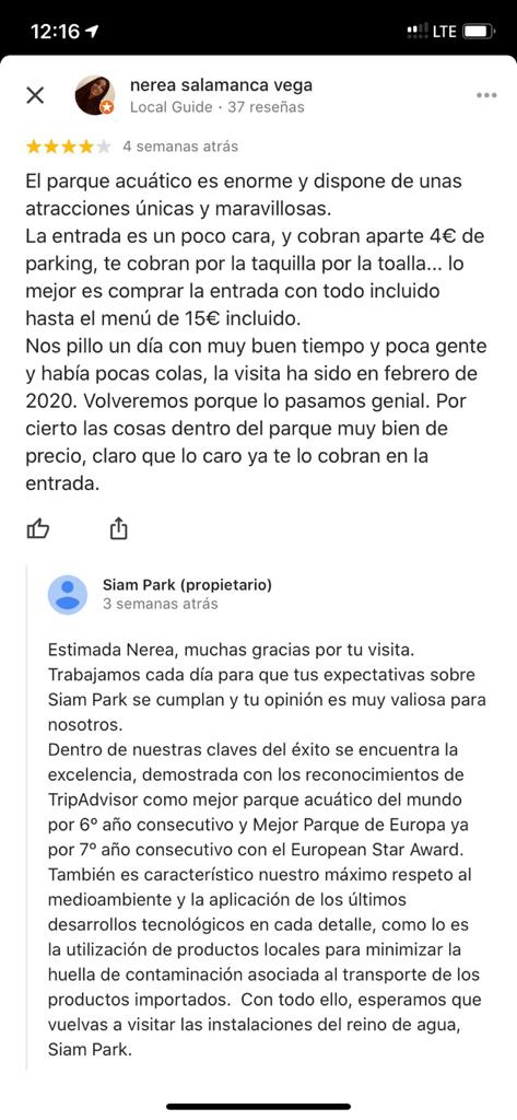 Siam Park responde